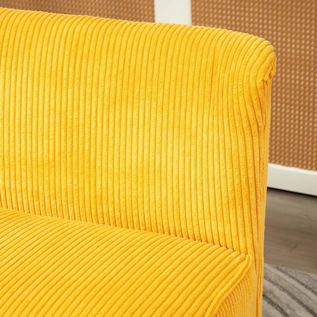 HOMCOM Canapea 2 locuri, design scandi elegant, cadru masiv din lemn, până la 150 kg, 117 x 56,5 x 77 cm, Galben | Aosom Romania