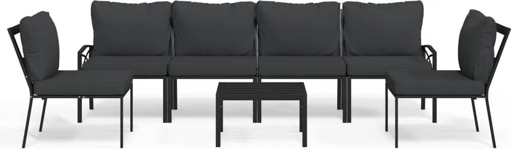 vidaXL Set mobilier grădină cu perne gri, 7 piese, oțel