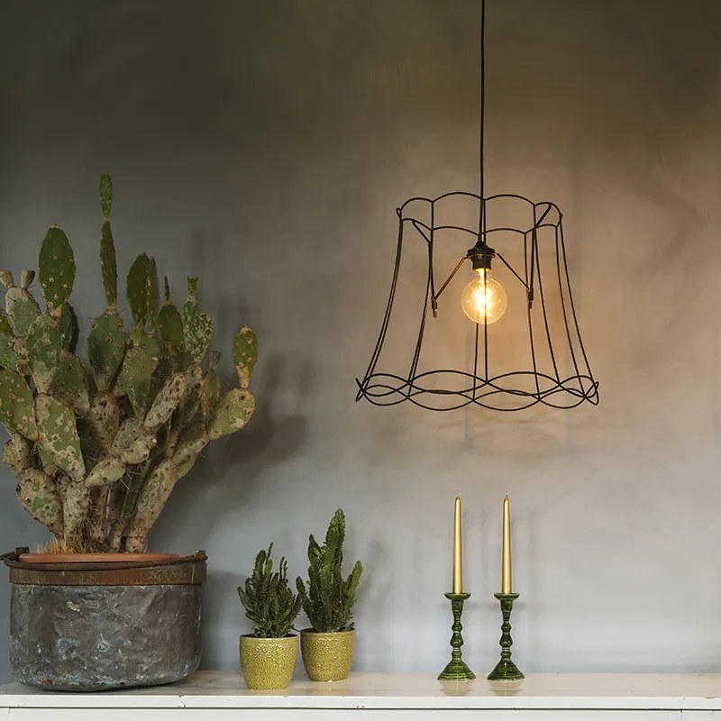 Lampă suspendată retro neagră 45 cm - Granny Frame