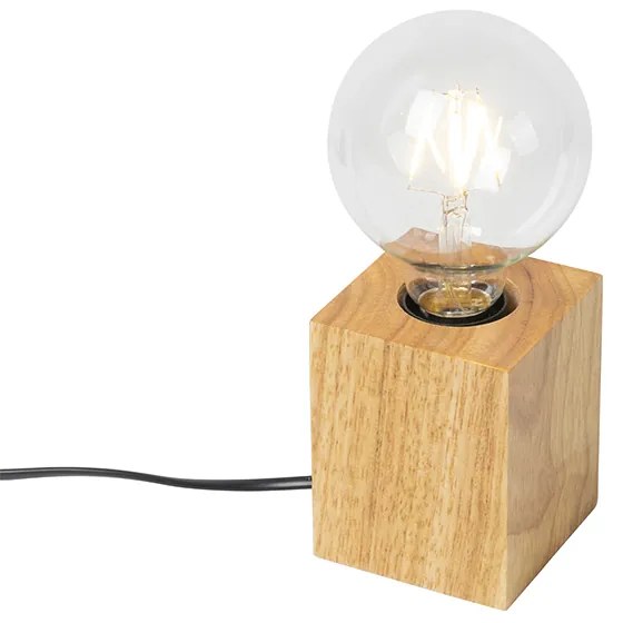 Lampă de masă țară lemn natural - Bloc