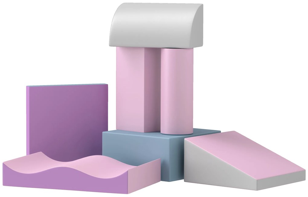 HOMCOM Set de Cuburi Moi pentru Copii, stimulează creativitatea, piele artificială, 40x40x20 cm, Multicolor, 1-3 ani | Aosom Romania