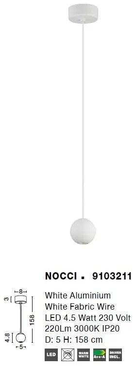 Pendul LED design modern minimalist Nocci alb NVL-9103211