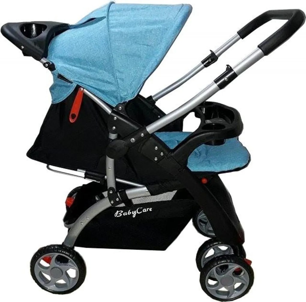 Carucior nou nascuti 2 in 1 Baby Care™ Pro C18, Maner reversibil, Spatar reglabil in 3 trepte, Amortizoare, Frana picior,Pliabil , Albastru