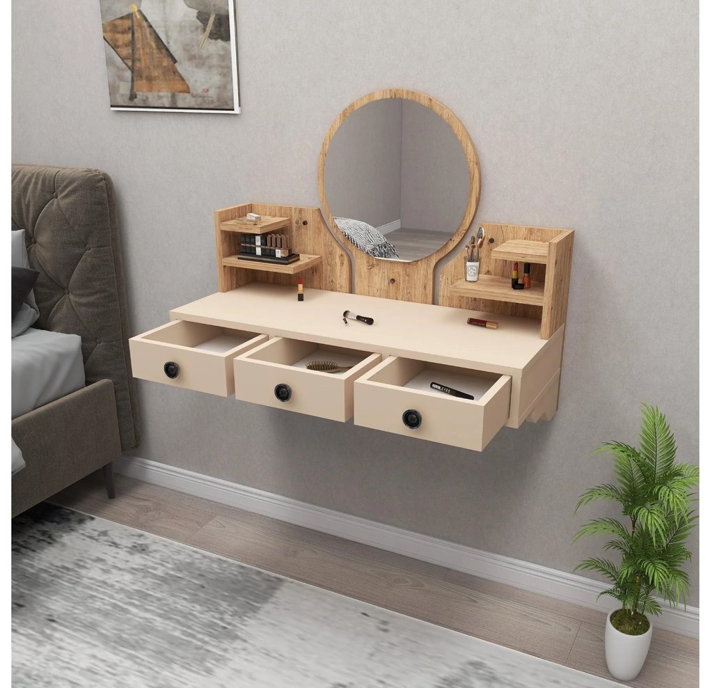 Măsuță de toaletă Makole (pin atlantic + bej) . 1094113