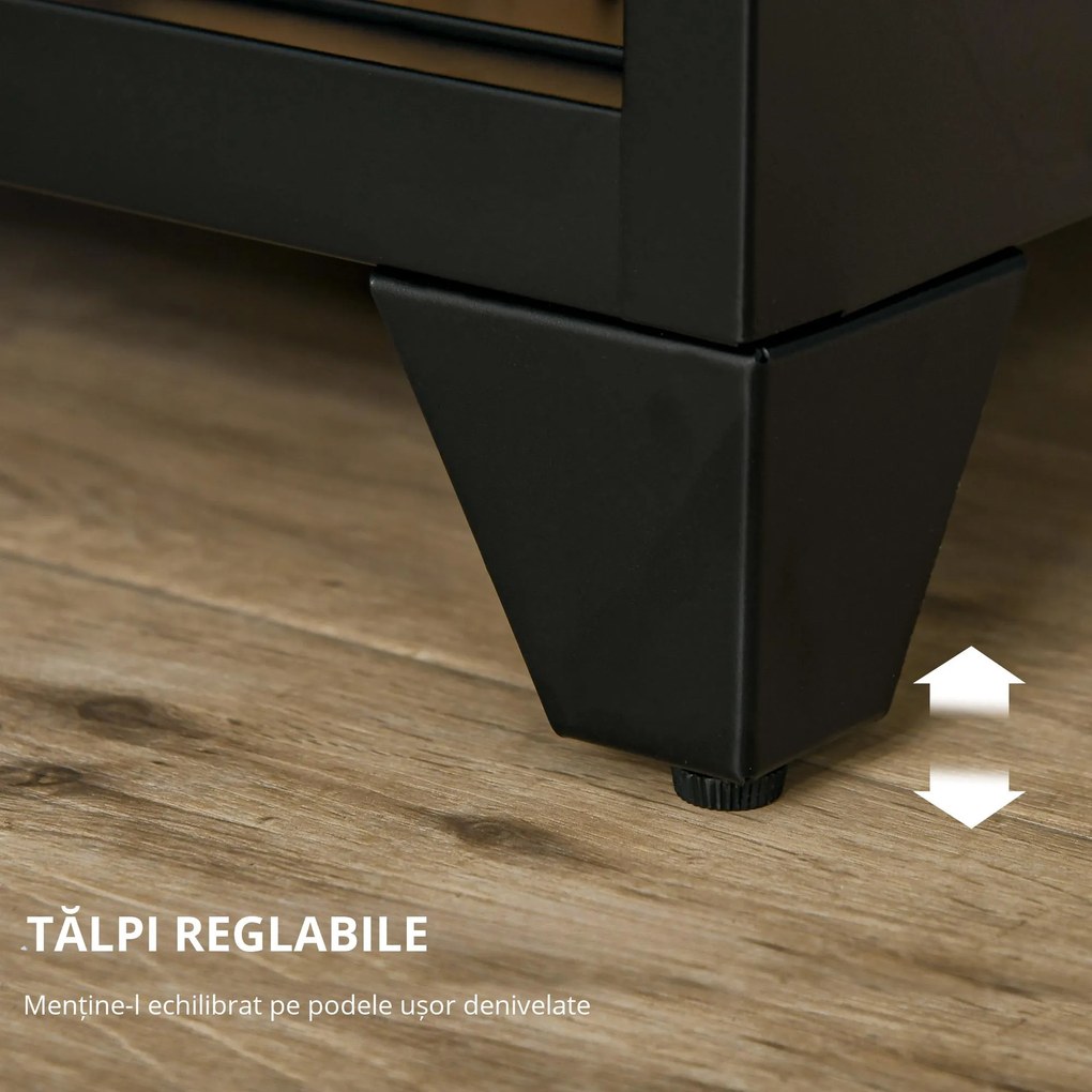 HOMCOM Dulapior Metalic Stil Industrial cu Ușă, Spațiu de Stocare pentru Hol/Dormitor, Negru | Aosom Romania