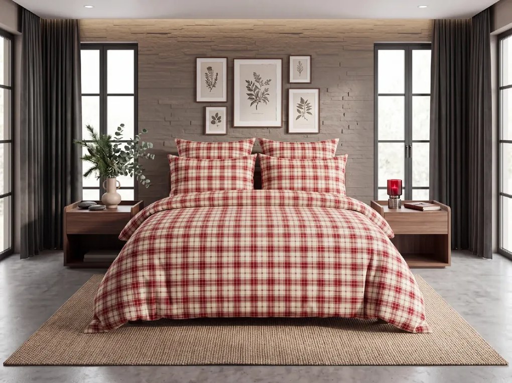 Lenjerie de pat din flanel TARTAN HEART colorata Dimensiune lenjerie de pat: 2 buc 70 x 90 cm | 200 x 220 cm