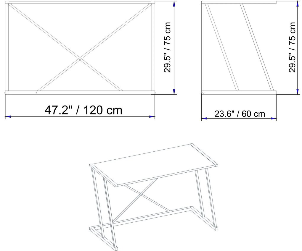 Masă PC Anema (Alb + auriu) . 1101364