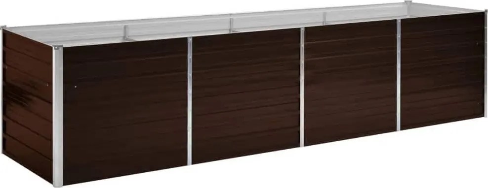 vidaXL Strat înălțat de grădină, maro, 320x80x77 cm, oțel galvanizat