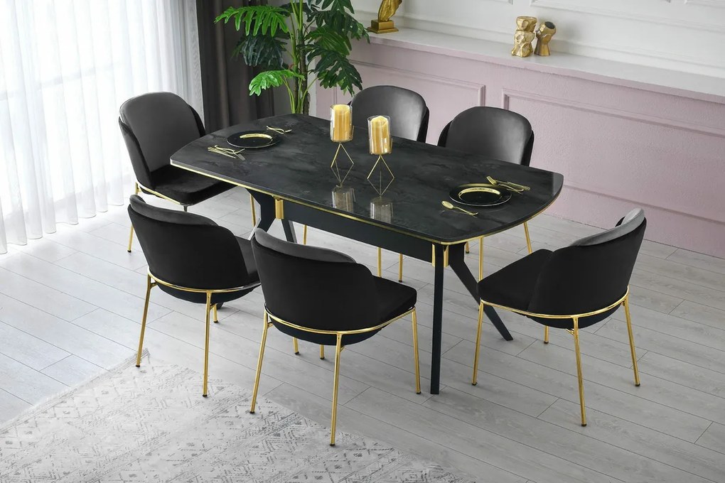 Set de scaune de sufragerie Dore Gold, 4 buc., 4 buc