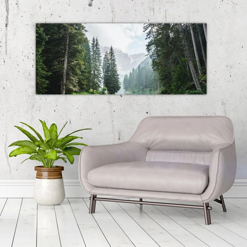 Tablou lacului în pădure (120x50 cm)
