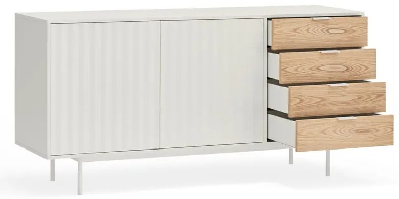 Comodă albă/în culoare naturală joasă cu aspect de lemn de stejar 159x80 cm Sierra – Teulat