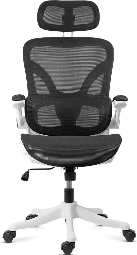 Scaun de birou ergonomic din mesh cu suport lombar și brațe rabatabile OFF 440 alb