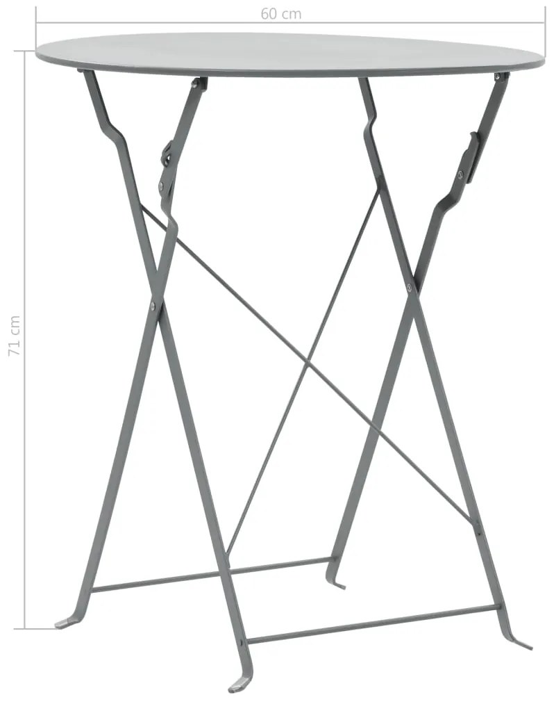 Set pliabil din 3 piese din metal Culoare gri, METALLI