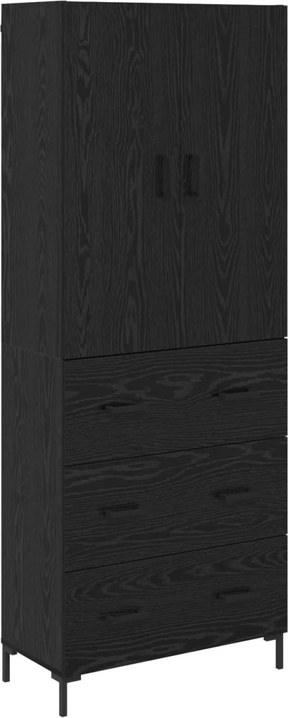 vidaXL Bufet Pe perete Stejar Negru 69,5 x 34 x 180 cm Lemn compozit