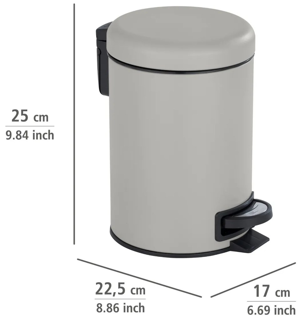 Wenko Coș de gunoi cu pedală Leman 3 l, taupe, 3 l