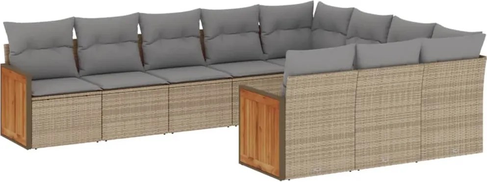 vidaXL Set canapele de grădină cu perne, 10 piese, bej, poliratan