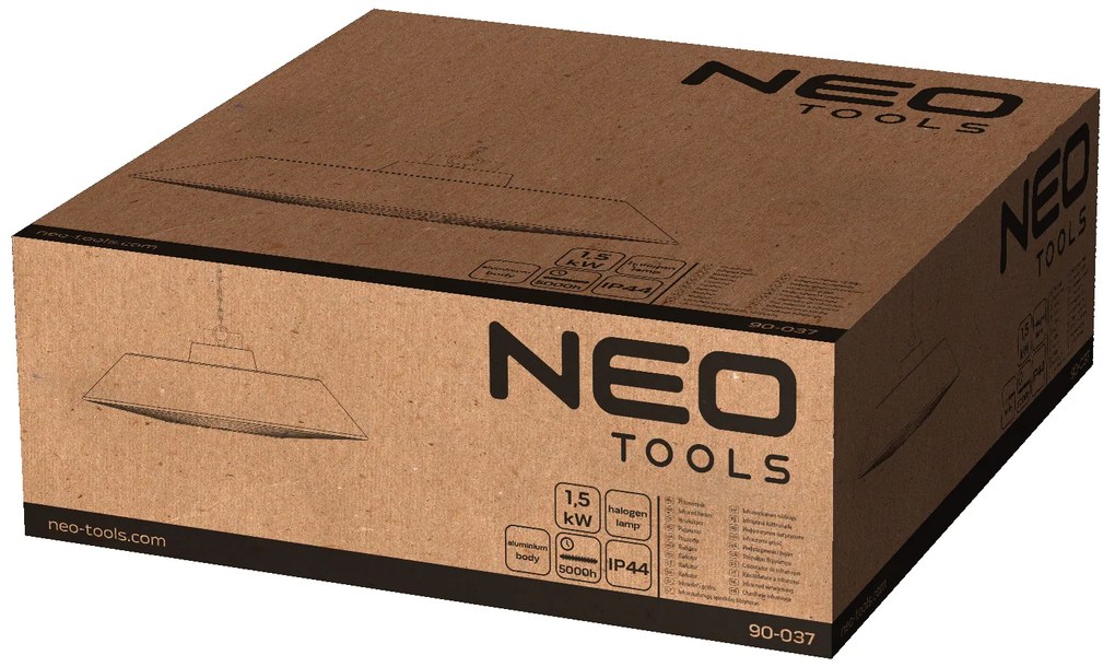 Încălzitor de plafon 1500 W, aluminiu, fără telecomandă, întrerupător, bec cu halogen, IP44 90-037