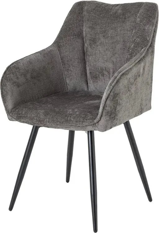 Set de 2 scaune pivotante, Metal Negru, Chenille Gri, AVIGNON A-46469 VC