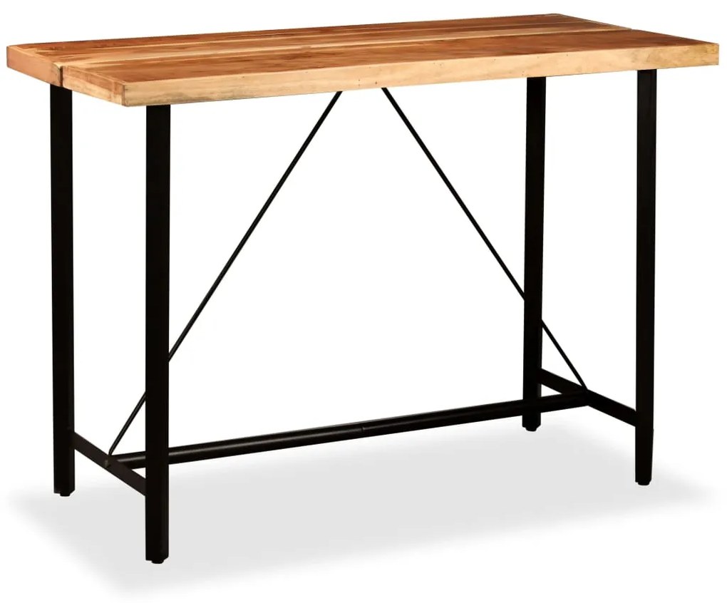 275135 vidaXL Set bar, 7 piese, lemn masiv de acacia, piele naturală și pânză