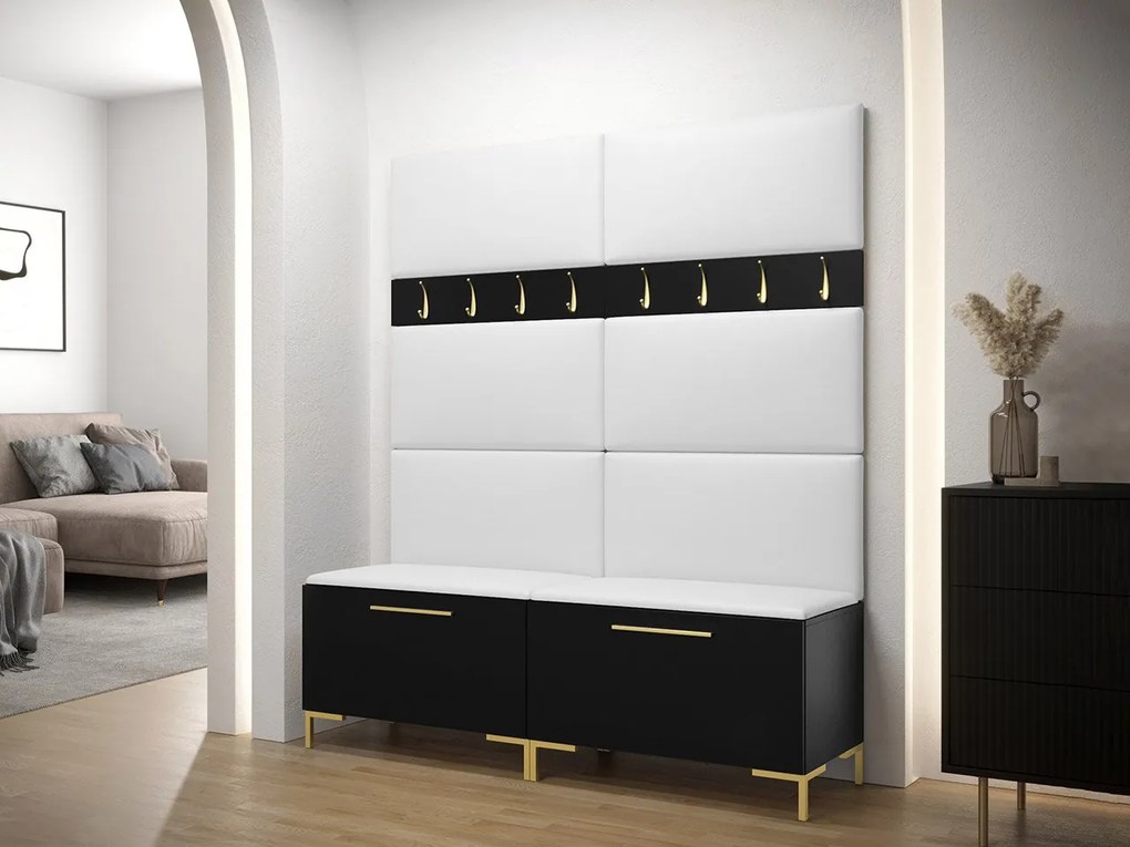 Set mobilier hol Frisala II (Negru + piele ecologică Soft 017 (Alb)). 1060421
