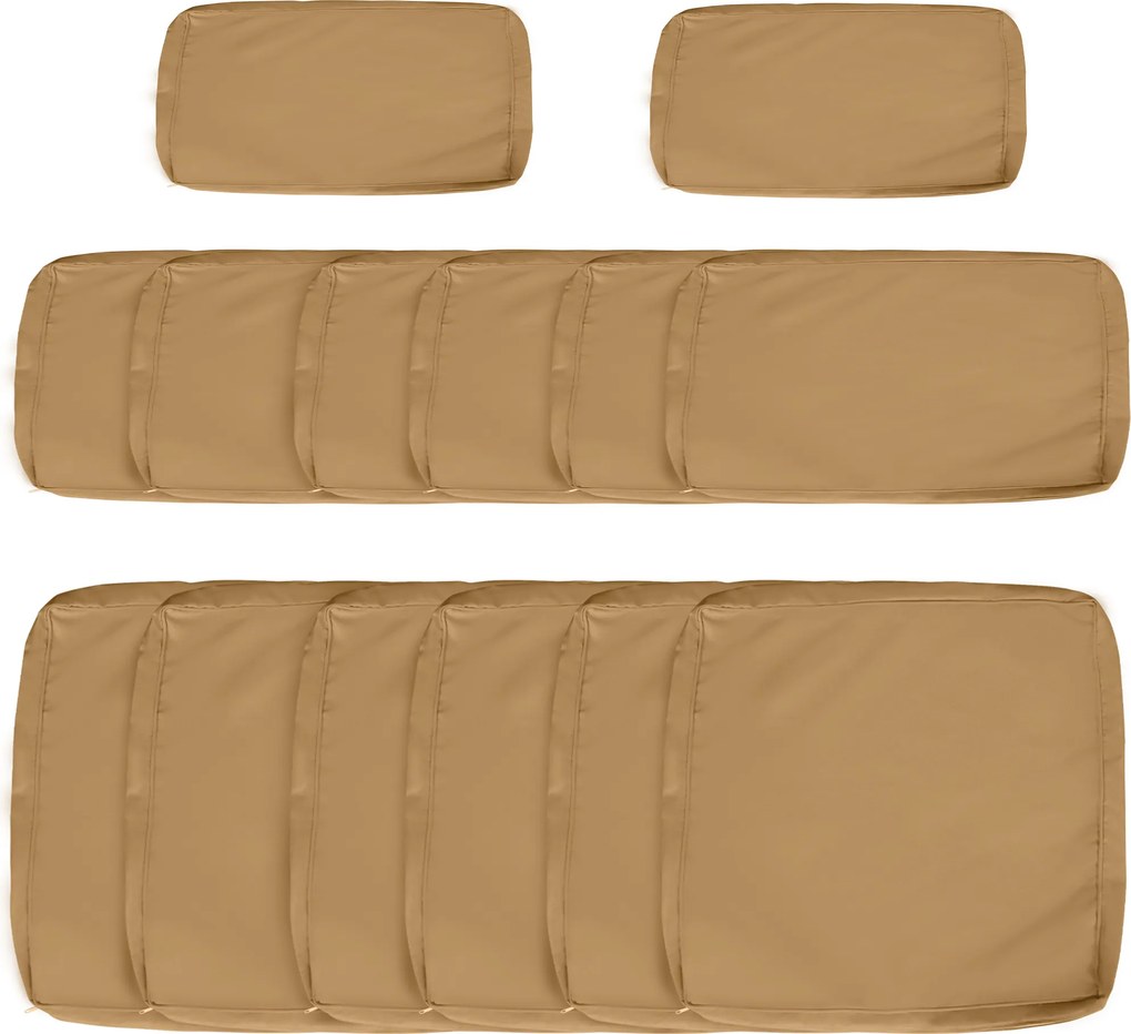 Outsunny Set de 14 Huse de Schimb pentru Perne de Gradina - 6 Huse Perne de Sezut, 8 Huse Perne Spatar Maro | Aosom Romania