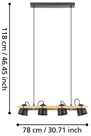 Lustră LED RGBW dimabilă pe cablu Eglo 900883 HORNWOOD-Z 4xLED/3,7W/230V