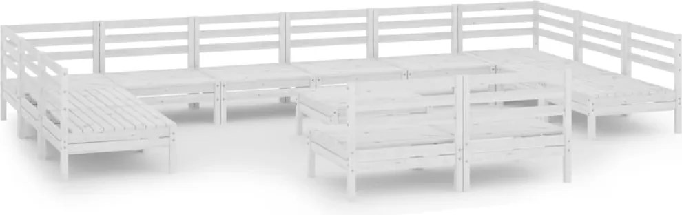 vidaXL Set mobilier de grădină, 13 piese, alb, lemn masiv de pin