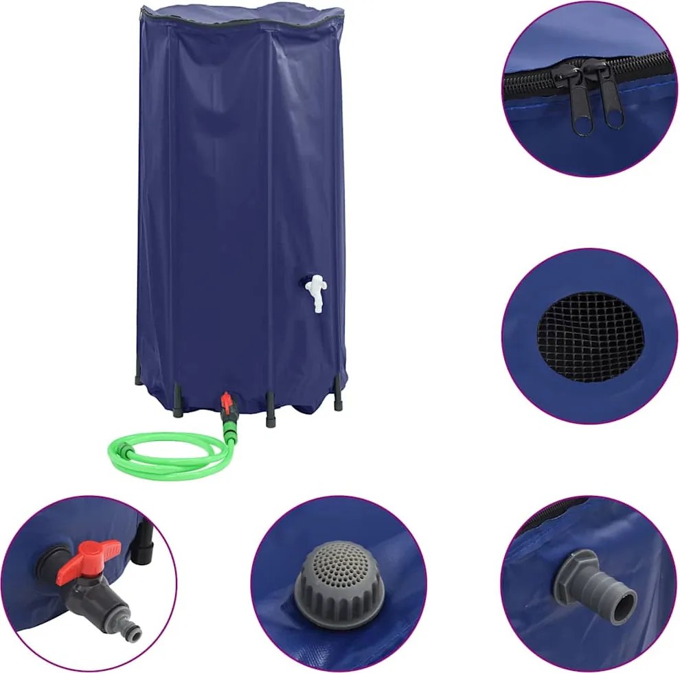 vidaXL Rezervor de apă cu robinet, pliabil, 250 L, PVC