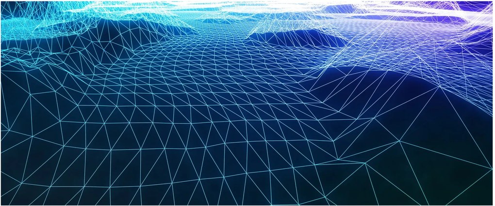 Tablou - Munți în model de calculator (120x50 cm)