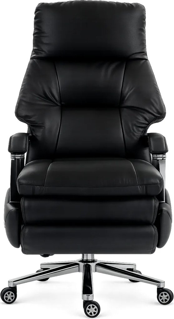 ELITE RECLINER SC1– Scaun Executiv Premium din Piele Naturală, Reclinabil electric, 2 Motoare, Suport pentru Picioare, Negru