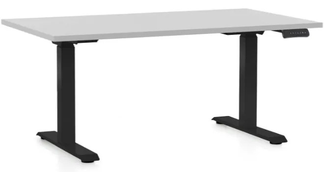 Masa inaltime reglabila OfficeTech D, 120 x 80 cm, bază neagră, gri deschis