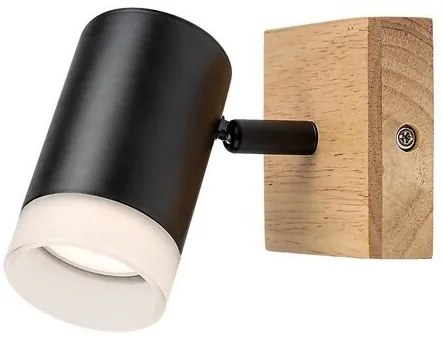 Aplica de perete lemn stil nordic cu 1 spot Toras