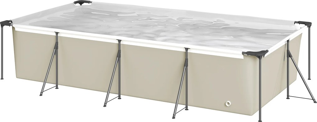 Outsunny Piscină Demontabilă Tubulară 394,5x208,3x80,5 cm 6075 L cu Cadru Metalic Plasture de Reparare fără Pompă de Filtrare Gri | Aosom Romania