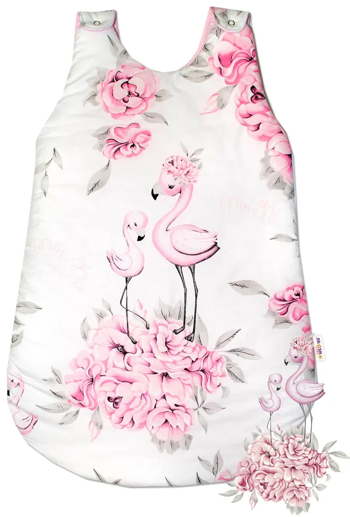 Sac de dormit bumbac Flamingo Baby Nellys, 74 cm - roz