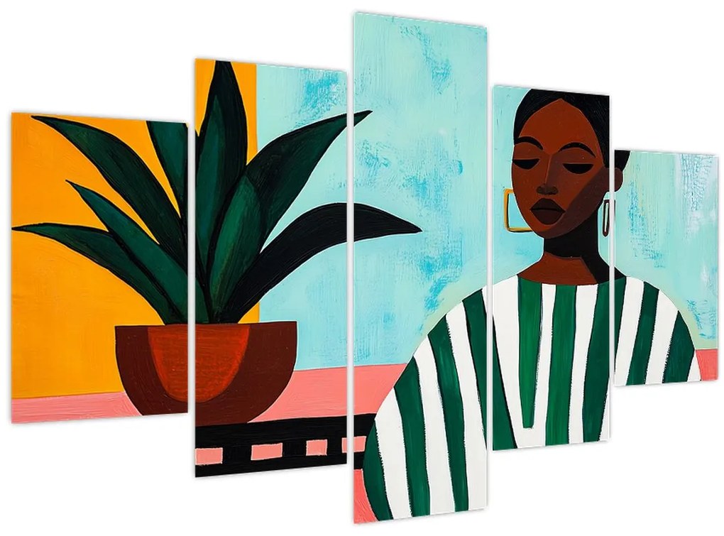 Tablou - Femeie cu floare (150x105 cm)