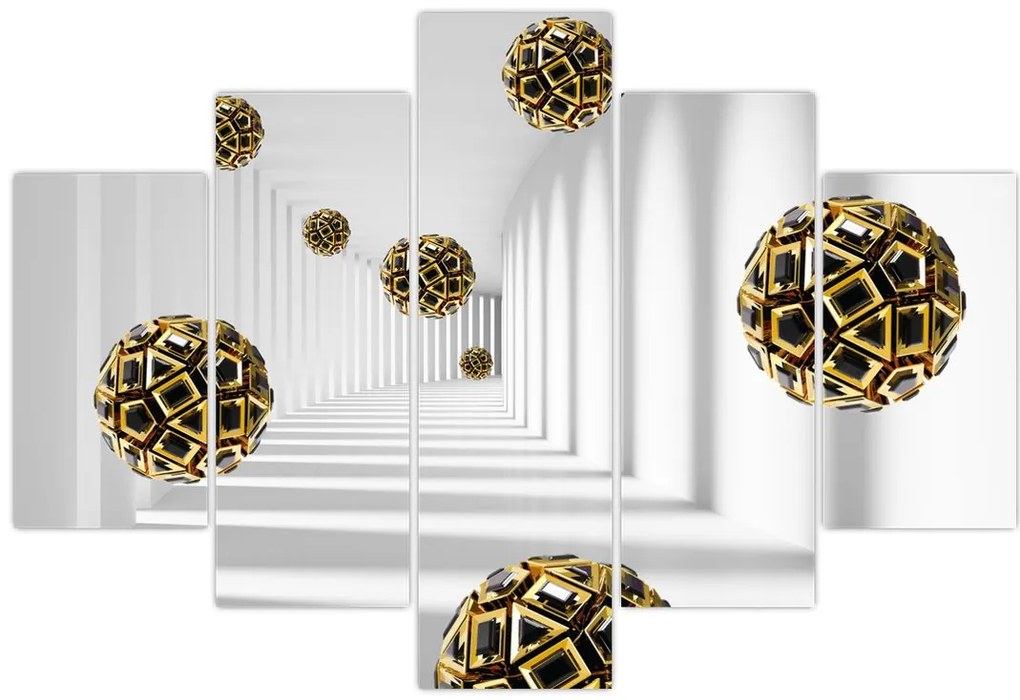 Tablou abstract cu mingi de fotbal (150x105 cm)