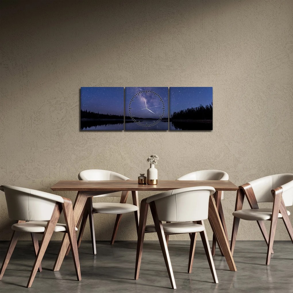 Tablou cu cerul nocturn (cu ceas) (90x30 cm)