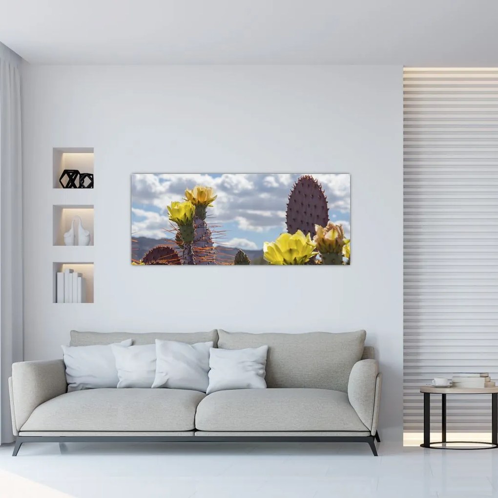 Tablou cu floarea de cactus Opunție (120x50 cm)