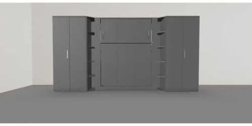 Set pat rabatabil dublu (150X200), 2 dulapuri Acordeon (100 cm) si 2 minibiblioteci cross - NOVA BIG WARDROBE SET