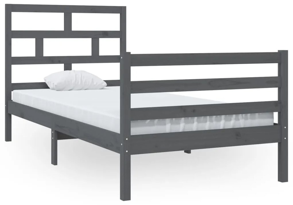 3101270 vidaXL Cadru de pat,gri, 90x200 cm, lemn masiv de pin