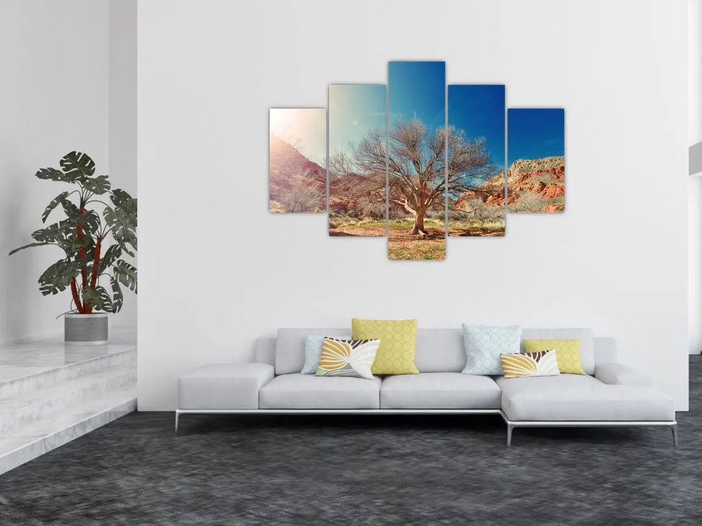 Tablou cu cu copac în deșert (150x105 cm)