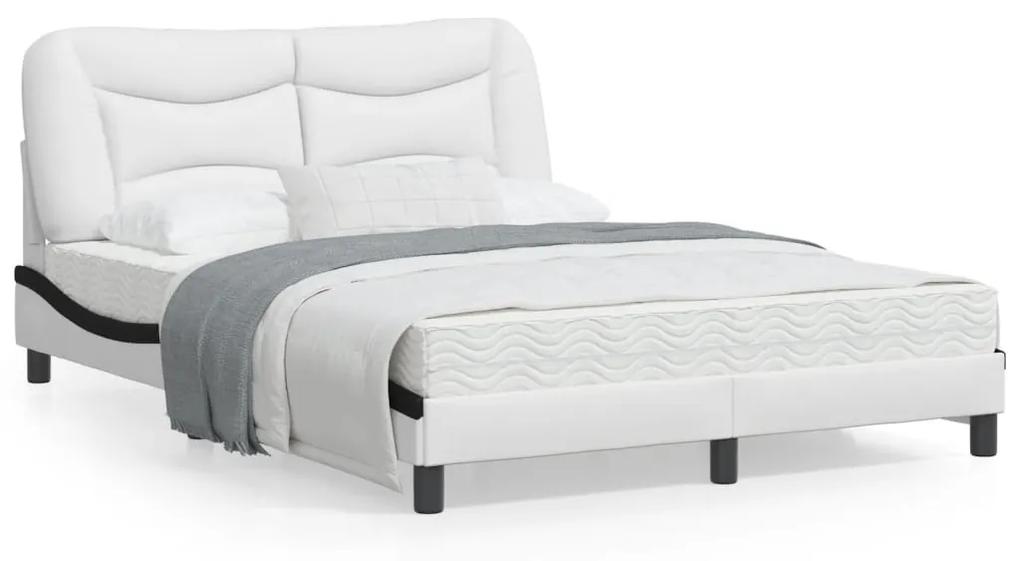 3207994 vidaXL Cadru de pat cu tăblie, alb/negru, 120x200 cm, piele ecologică