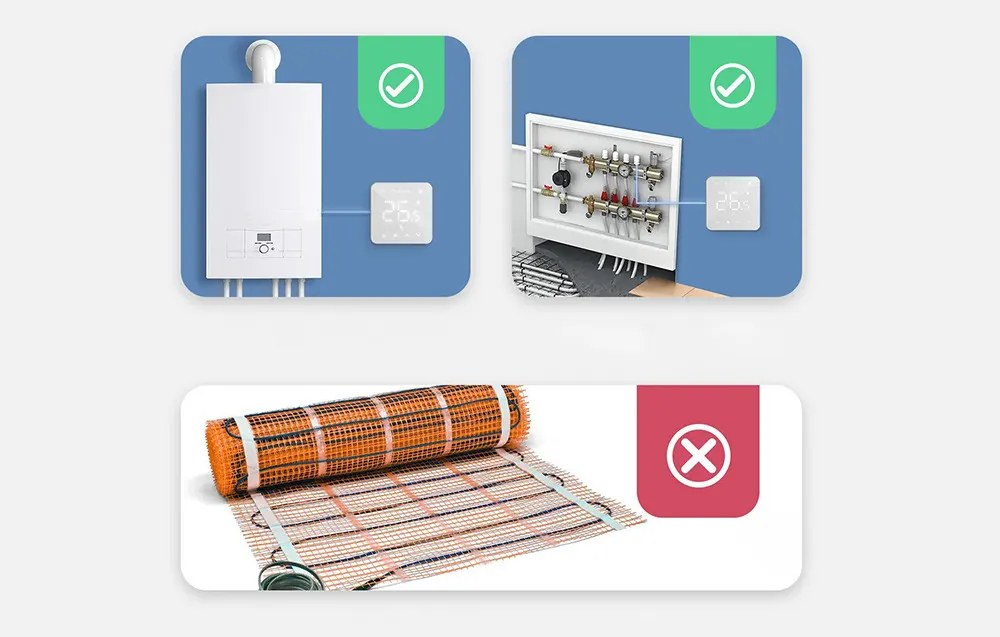 Termostat Smart Wifi Meross, alb, compatibil Alexa, Google, HomeKit
