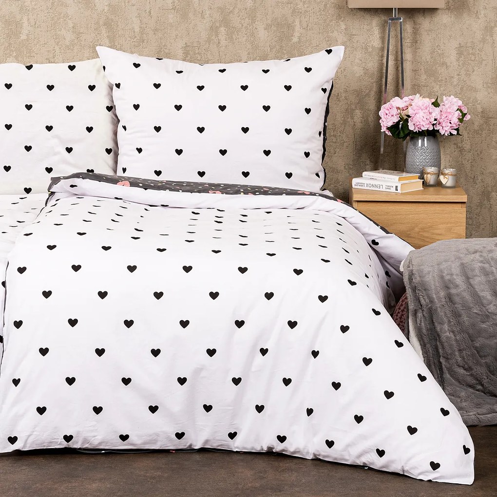 Lenjerie de pat din bumbac 4Home Inimioare, 220 x 200 cm, 2 buc. 70 x 90 cm