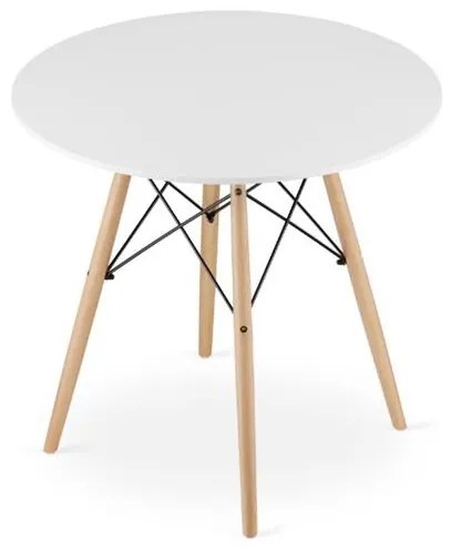 Masa stil scandinav, Artool, rotund, MDF si lemn, alb, 80x72 cm