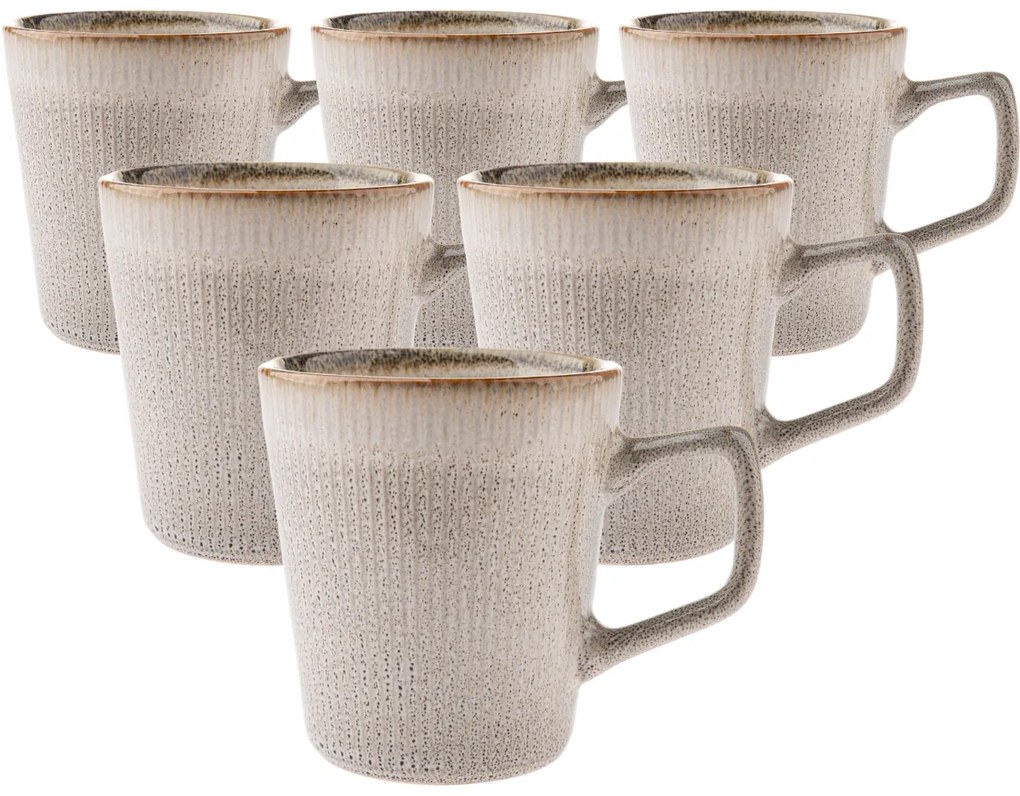 Set de 6 căni dein ceramică Rustik 410 ml, bej