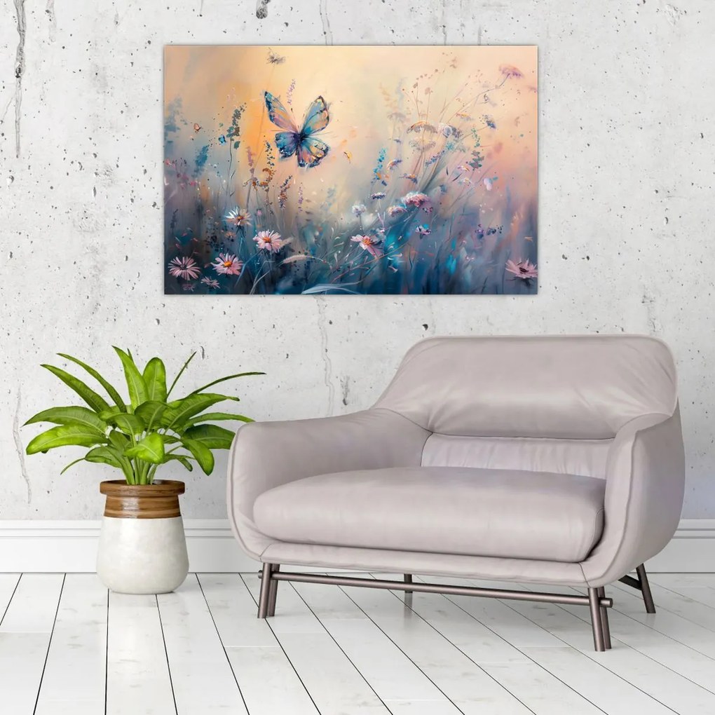 Tablou - Pajiște cu Fluture II (90x60 cm)