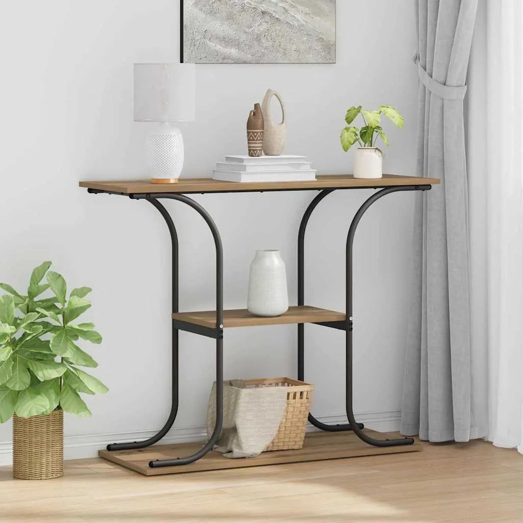 vidaXL Masă de consolă cu raft stejar artizanal 101 x 35 x 80.5 cm