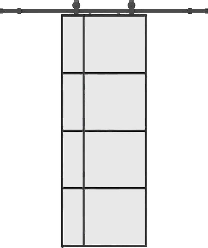 vidaXL Ușă glisantă cu set de feronerie neagră 76x205 cm Sticlă ESG