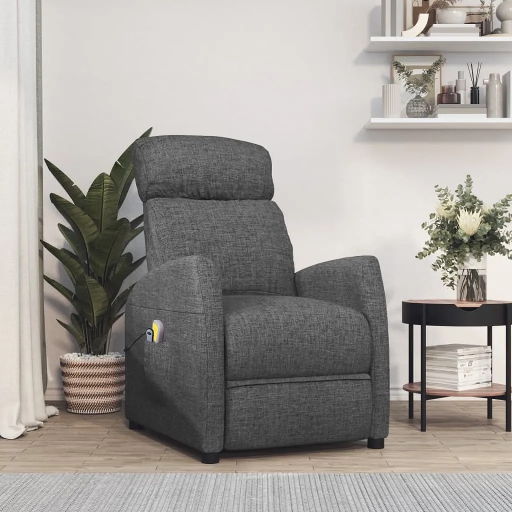 3073647 vidaXL Fotoliu de masaj electric rabatabil, gri închis, textil